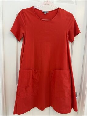 COS Red Short-Sleeve Jersey Pocket Dress
